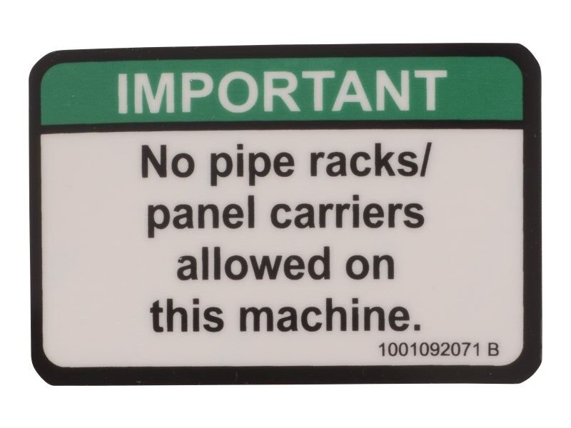 DECAL,NO PIPE RACKS ALLOWED