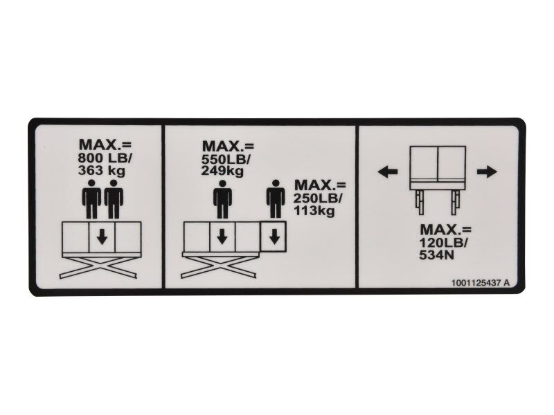 DECAL,CAPACITY 800LBS/363KG