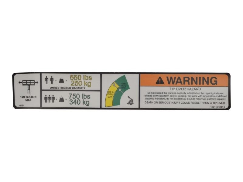 DECAL,WARNING MAX CAP. (ANSI)