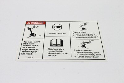 DECAL,DANGER,TILT ALARM