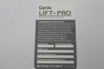 CARD, TELEHANDLER, TRAINER