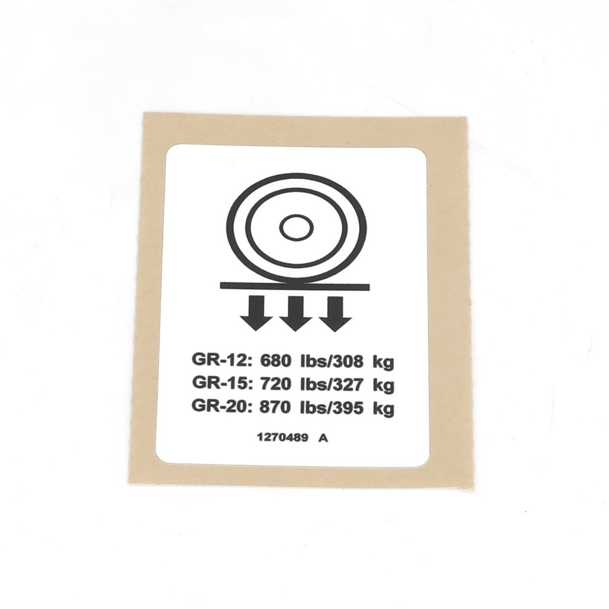 DECAL,WHEEL LOAD,GR/GRC