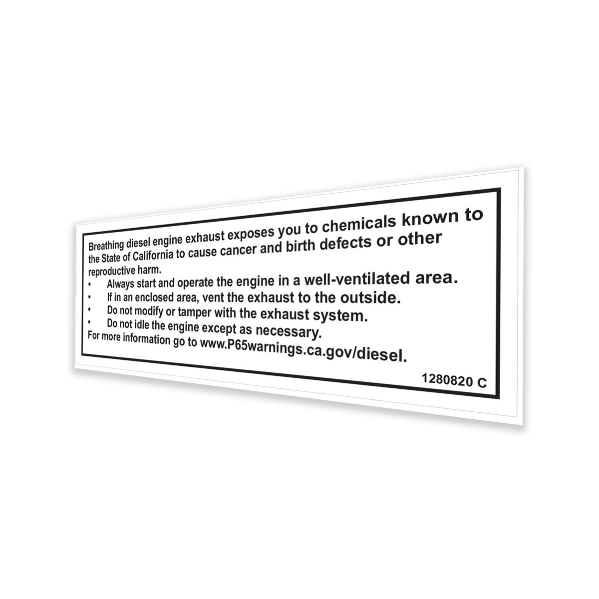DECAL,FUEL,DIESEL EXHAUST, PROP 65