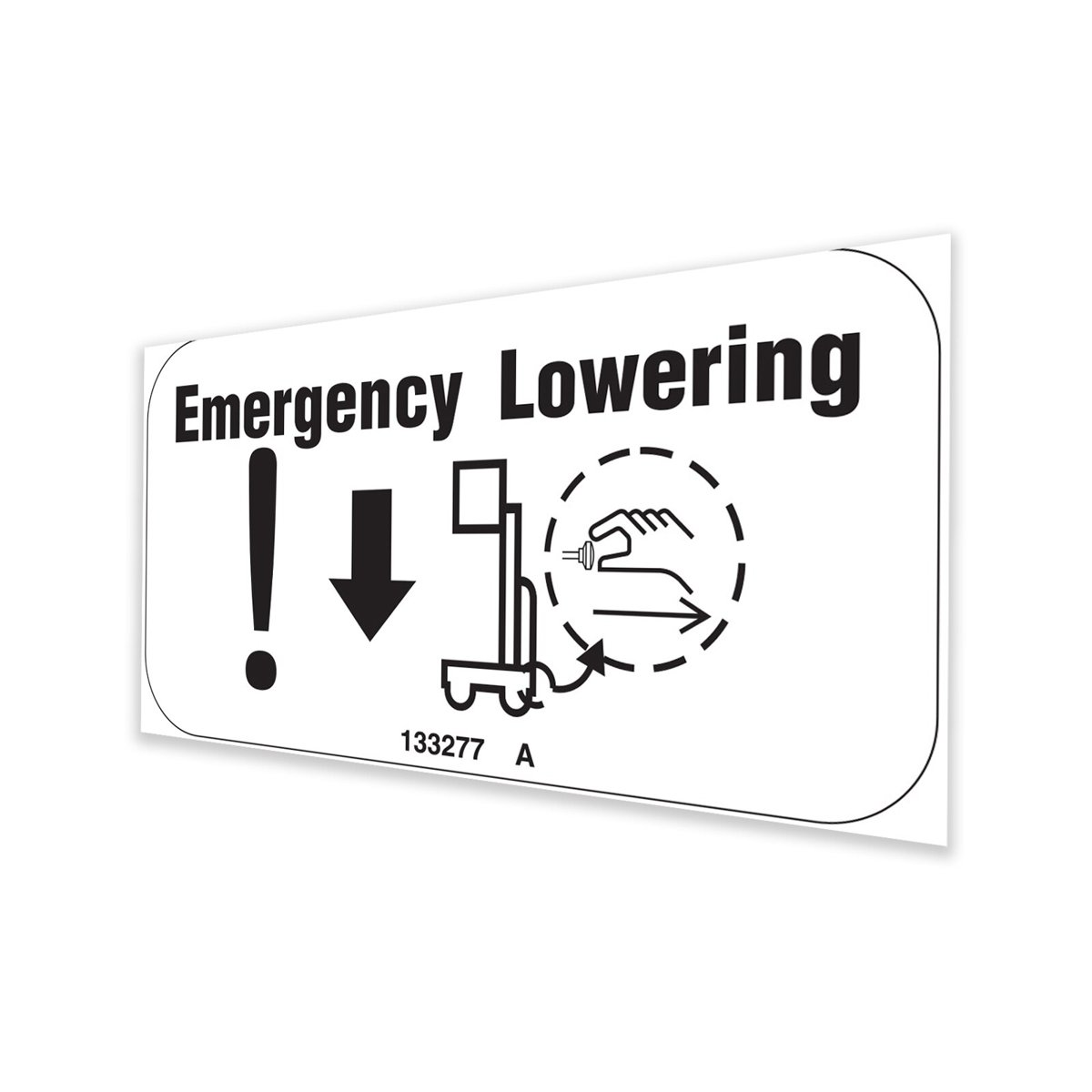 DECAL,LABEL,EMERGENCY LOWERING