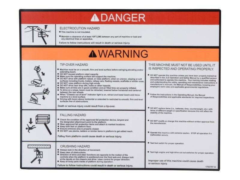 JLG® Warning/Danger Decal