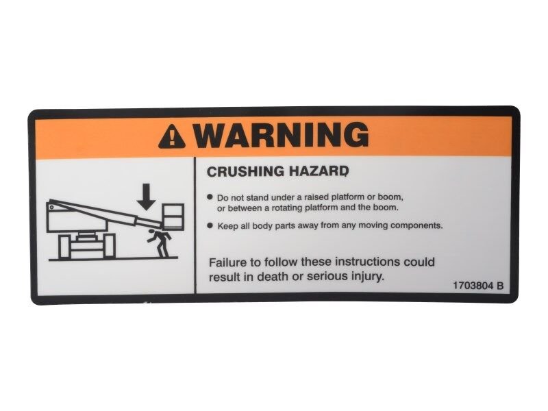 JLG® Crushing Warning Decal