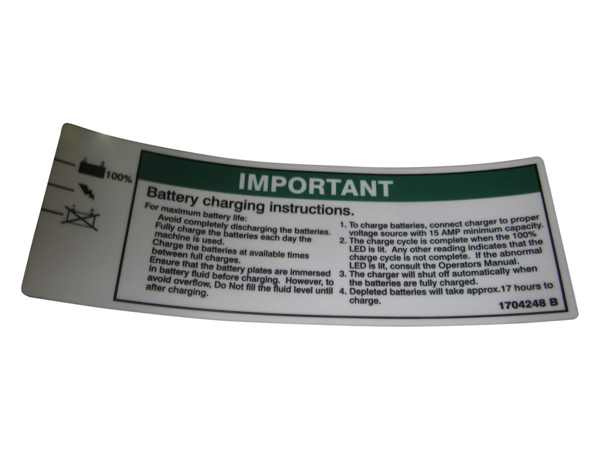 DECAL,BATTERY CHARGR INSTR