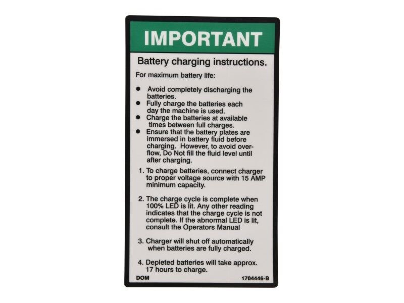 DECAL,CHARGING INSTR