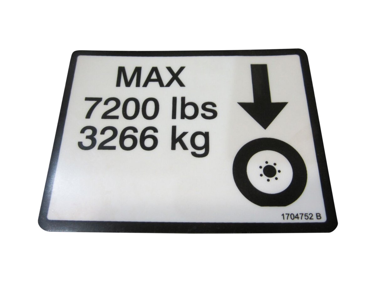 DECAL,MAX TIRE LOAD 7200#