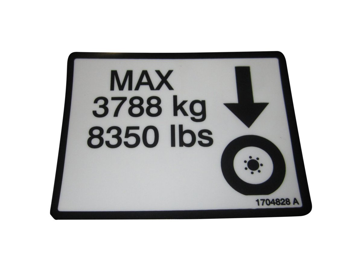 DECAL,MAX TIRE LOAD 8350#