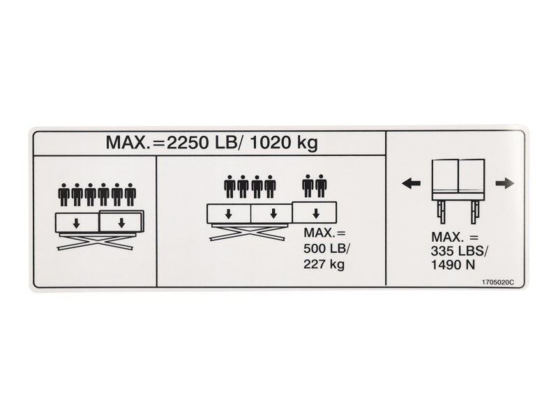 DECAL,CAP(2250LB-1020KG)(EXT)