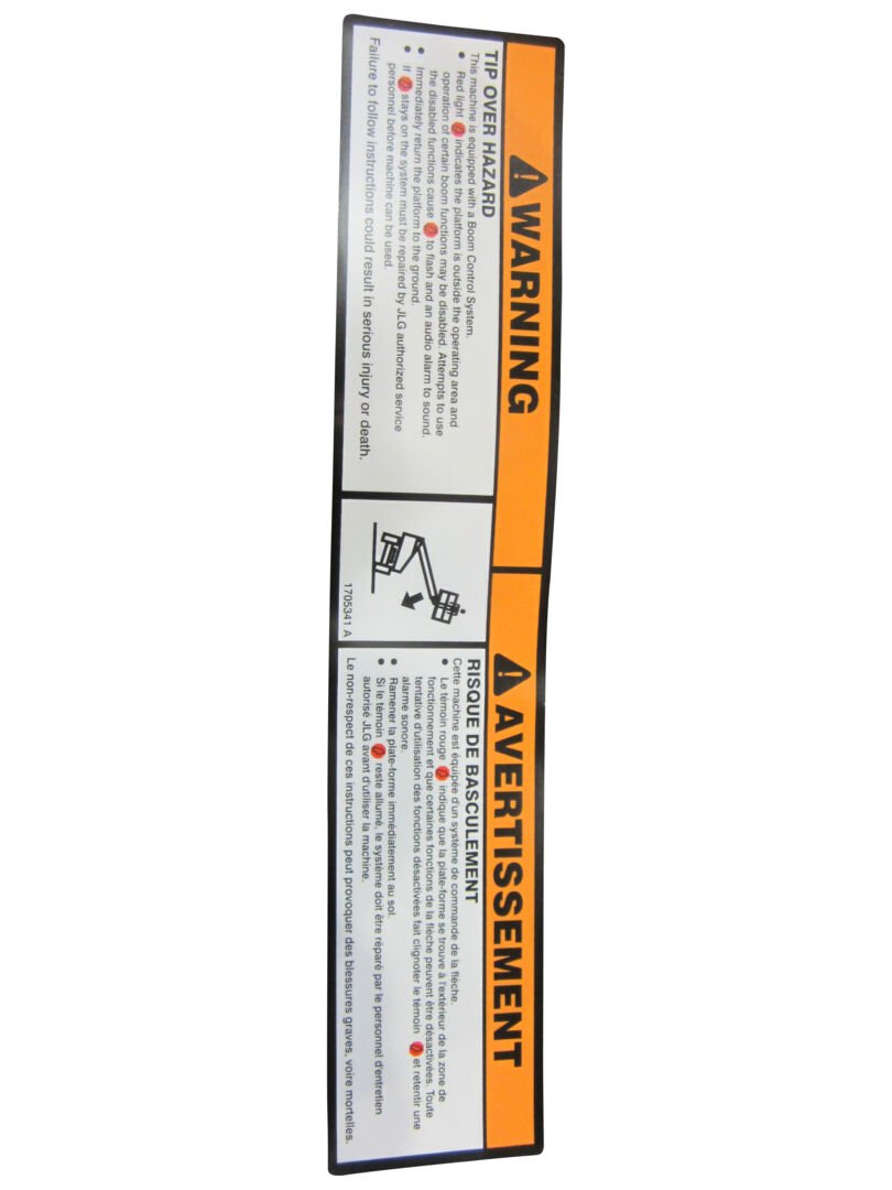 DECAL,TIP-OVER BCS(ENG/FRE)