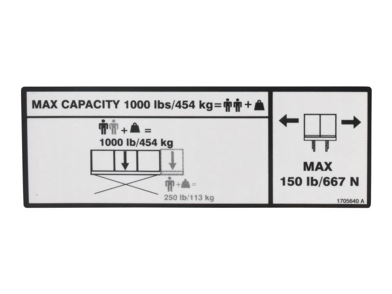 DECAL,CAPACITY 1000LB - 454KG