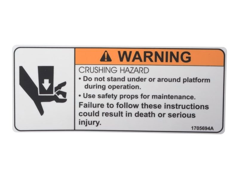JLG® Crushing Hazard Warning Decal