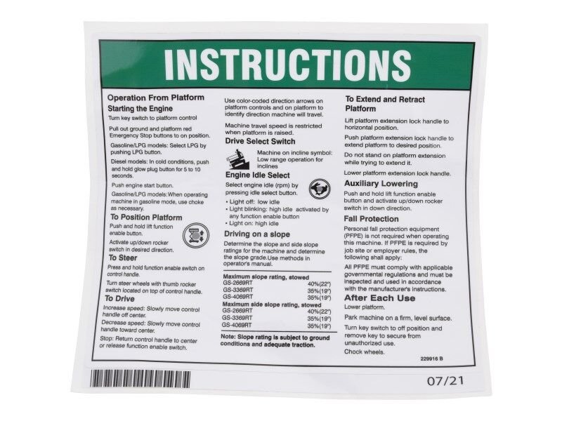 GN-DECAL, NOTICE INST PLATFORM