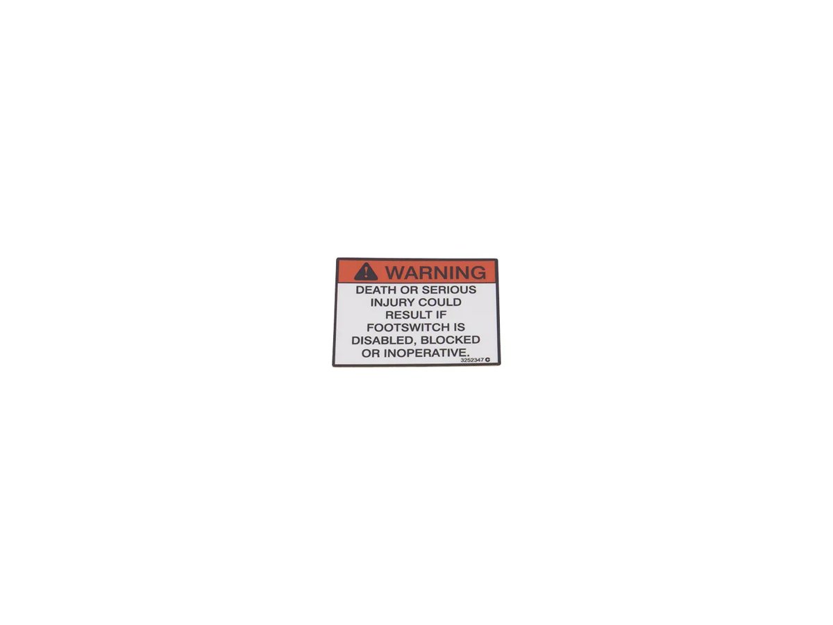 JLG® Footswitch Warning Decal