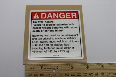 DECAL,DANGER,TIP-OVER BATTERY