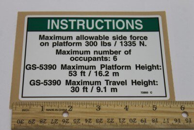 DECAL,NOTICE,SIDE FORCE,300 LB