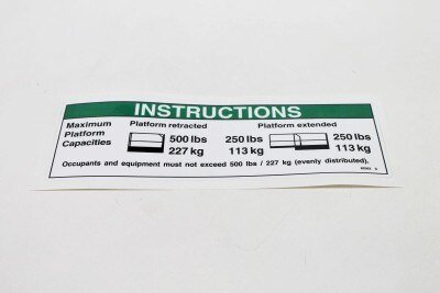 DECAL,INSTR-MAX CAP 500 LBS