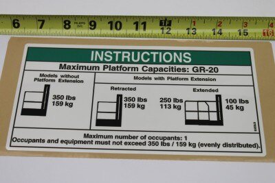DECAL-NOTICE,MAX CAP-350#,STD*